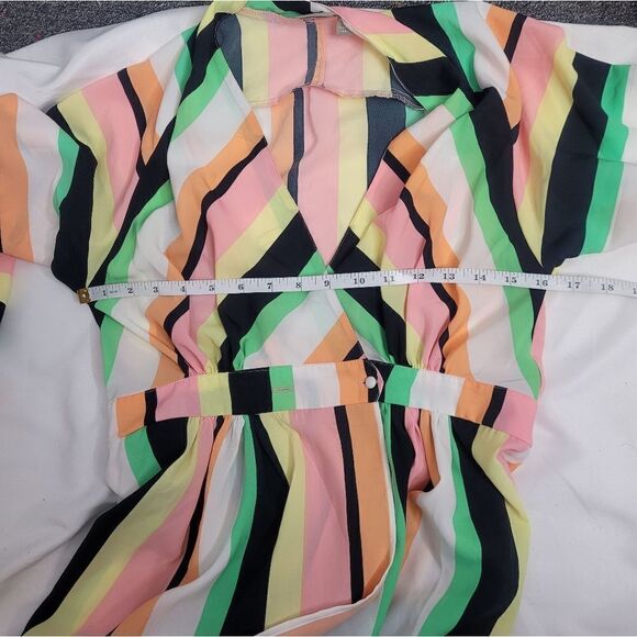 ASOS dress long sleeve wrap polyester maxi in stripe 4 - Picture 8 of 11